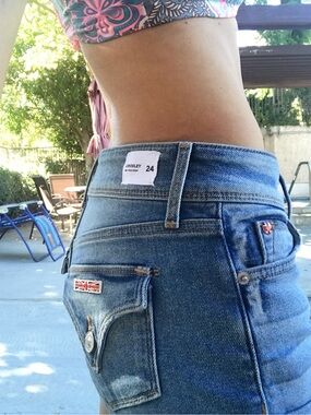 Y2K Vintage Hudson Jeans Croxley Mild Rise Flap Pockets Shorts 24